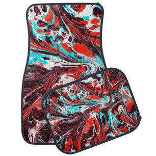 marble ebru colorful acrylic pouring pattern backg car floor mat