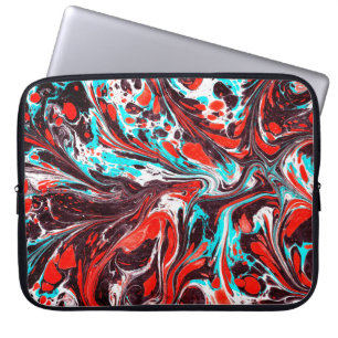 marble ebru colorful acrylic pouring pattern backg laptop sleeve