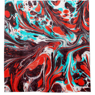 marble ebru colorful acrylic pouring pattern backg shower curtain