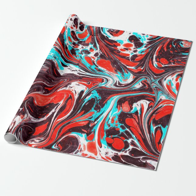 marble ebru colorful acrylic pouring pattern backg wrapping paper (Unrolled)