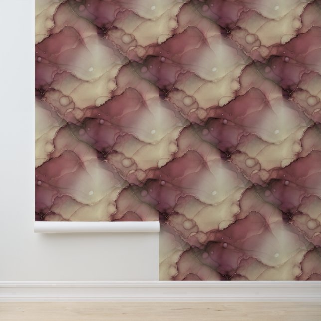 Marble Effect Dusty Rose European Aesthetic Wallpaper (Application)
