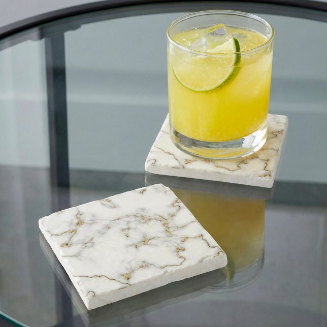 Marble effect gold and white stone coaster (Marble effect gold and white stone coaster.)