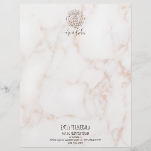 Marble Effect Meditation Mandala And Relax Quote Letterhead