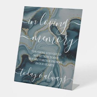 Marble Effect Teal Memorial Pedestal Sign