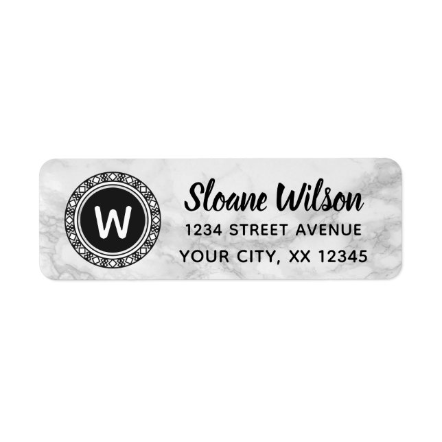 Marble Elegant Initial Circle Monogram Label (Front)