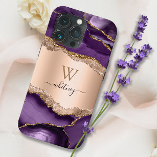  Marble Elegant Liquid Ink Rose Gold Purple Agate iPhone 8/7 Case