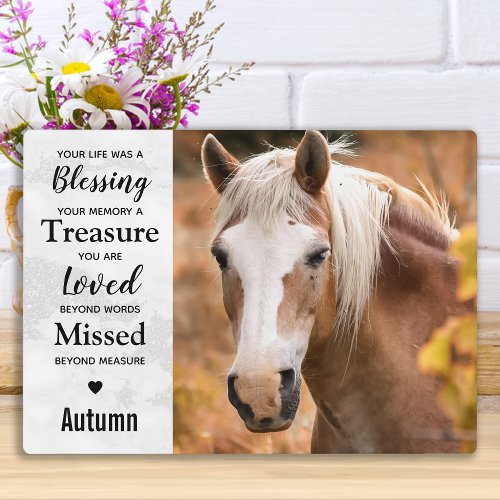 Marble Equestrian Keepsake Horse Memorial Plaque