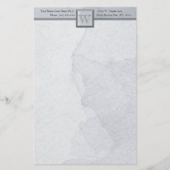 Marble Etched Monogram (cool Gray) Stationery by ShopTheWriteStuff at Zazzle