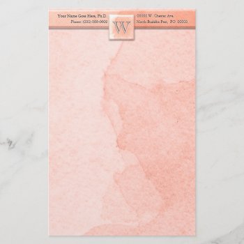 Marble Etched Monogram (pink) Stationery by ShopTheWriteStuff at Zazzle