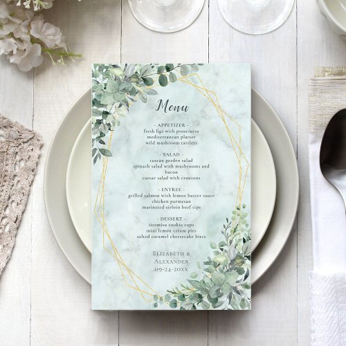 Marble Eucalyptus Greenery Elegant Wedding Menu