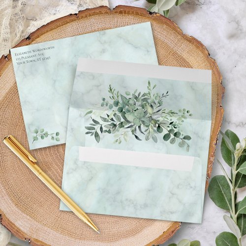 Marble Eucalyptus Greenery Wedding Envelope