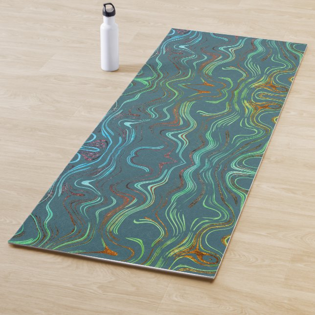 Marble Expression Multi Colored Lines Yoga Mat (In Situ)
