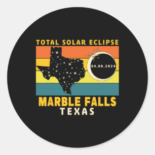 Marble Falls Texas Total Solar Eclipse 2024 Classic Round Sticker