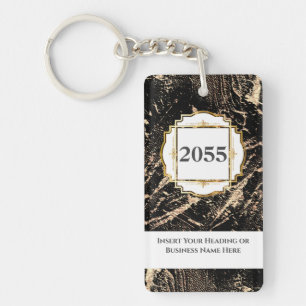 Marble faux gold black geode gemstone keychain