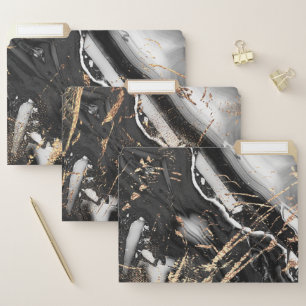 Marble faux gold black gray elegant office filing file folder