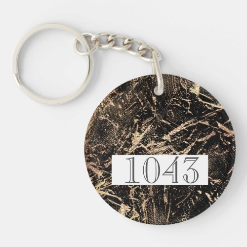 Marble faux gold foil shimmer on black chic keychain