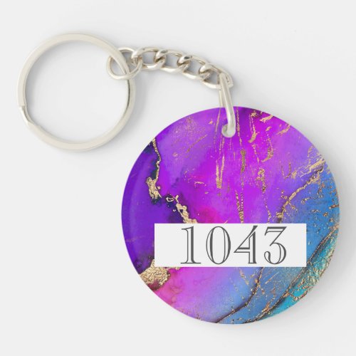 Marble faux gold foil shimmer on pink blue purple keychain