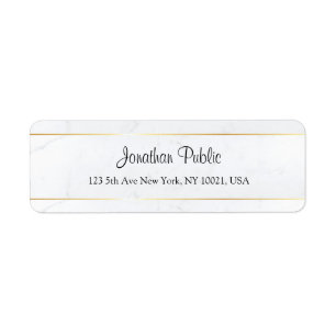 Marble Faux Gold Handwritten Script Personalized Label