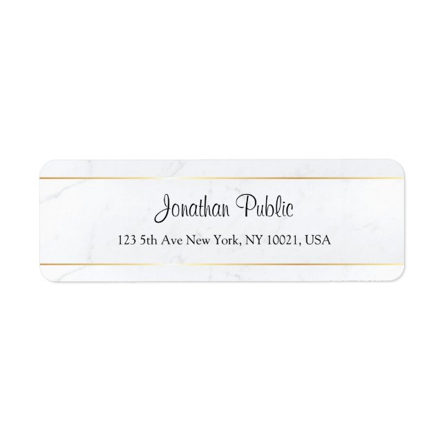 Marble Faux Gold Handwritten Script Personalized Label (Front)