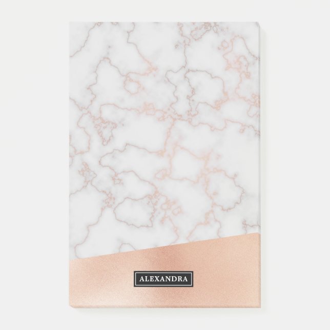 Marble Faux Rose Gold Custom Name Notes (Front)