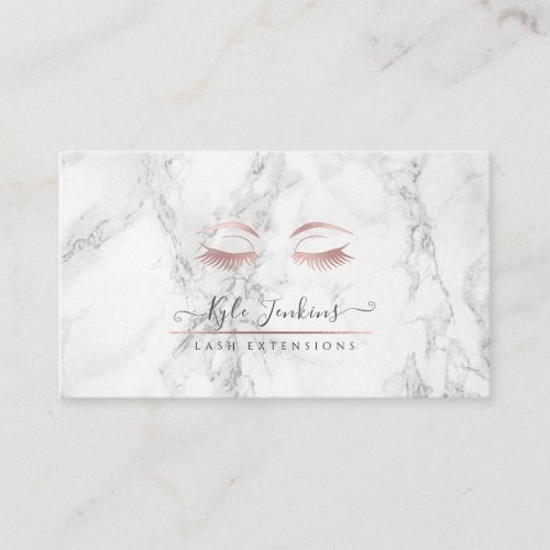 MARBLE FAUX ROSE GOLD EYE LASHES BUSINESS CARD