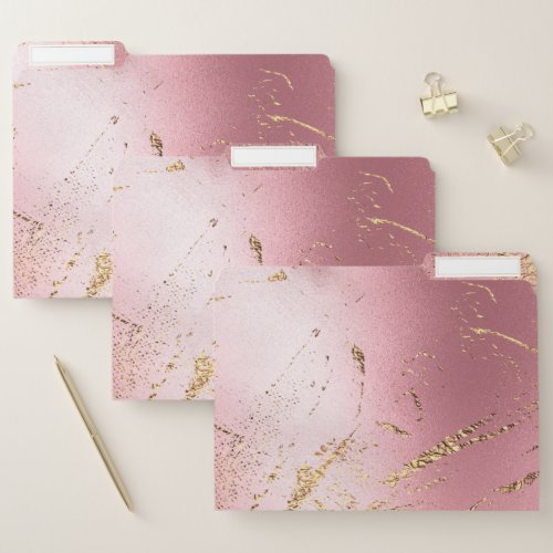 Marble faux rose gold foil shimmer trendy modern file folder