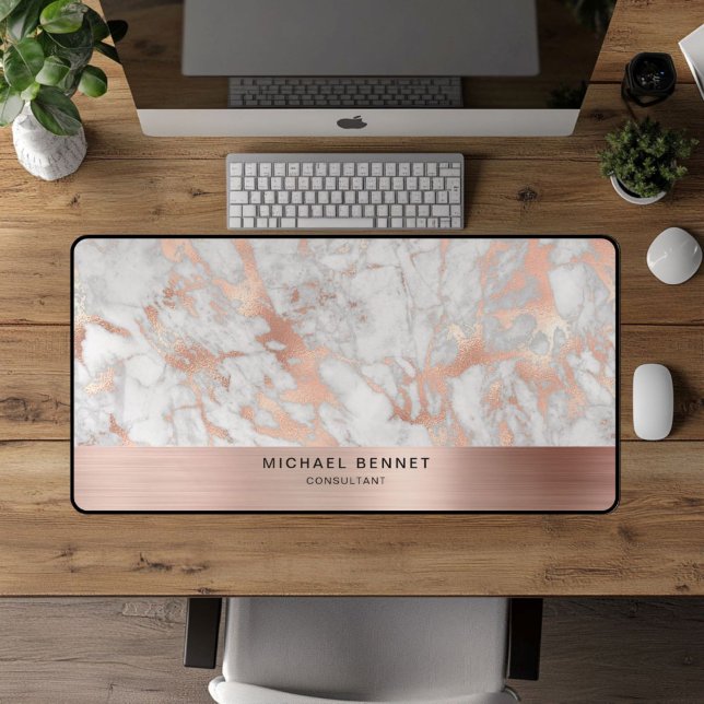 Marble Faux Rose Gold Metallic Business Desk Mat (Marble Faux Rose Gold Metallic Business Desk Mat)