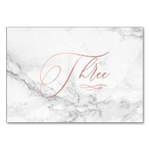 Marble Faux Rose Gold Romantic Calligraphy Three 3