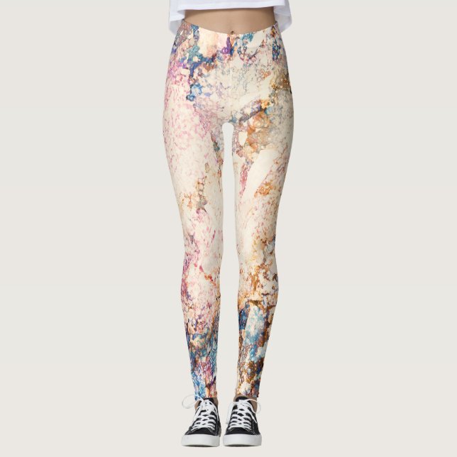 Marble Fluid Abstract Pattern Leggings (Front)
