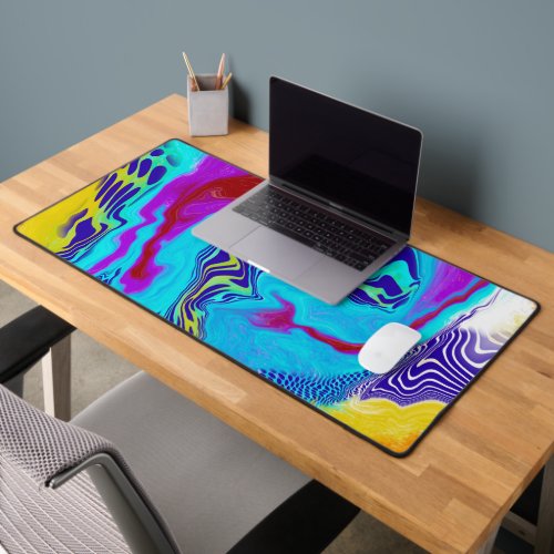 Marble Fluid Art Pour Painting Style  Desk Mat