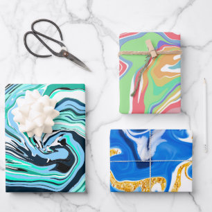 Marble Fluid Art Wrapping Paper Sheets