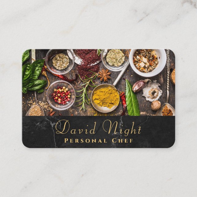 Marble Food Design Personal Chef Catering Business Card (Front)