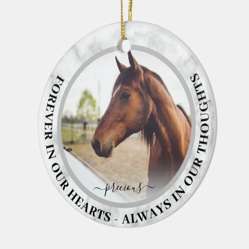Marble Forever in our Hearts Horse Memorial Ceramic Ornament