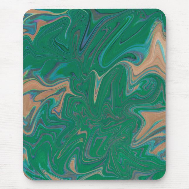 Marble Forms – Green & Gold Natural Flow Mouse Pad (Front)