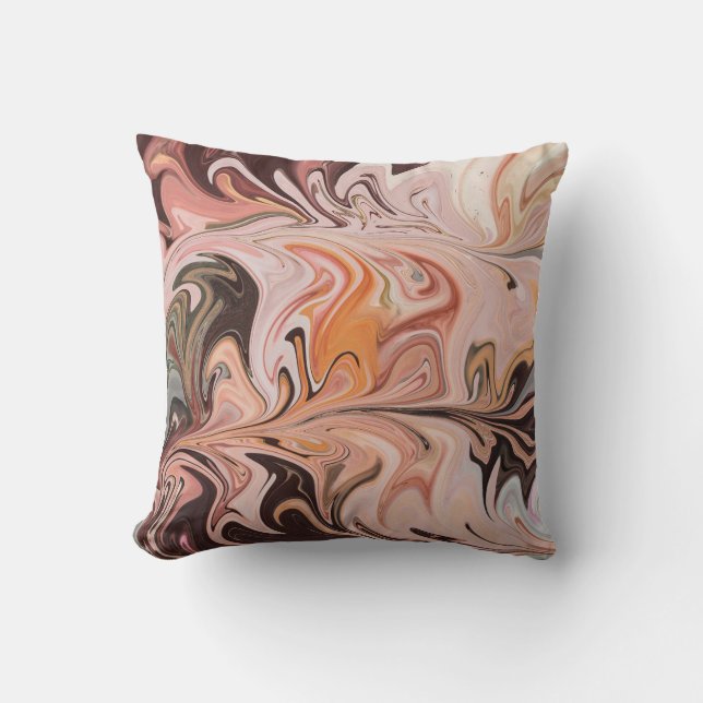 Marble Forms – Pink & Beige Soft Marble Throw Pillow (Front)