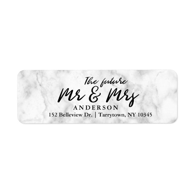 Marble Fresh Script The Future Mr and Mrs Label (Front)