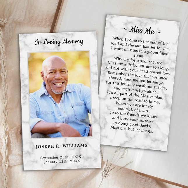 Marble Funeral Sympathy Photo Memorial Prayer Card (Creator Uploaded)