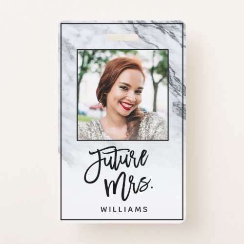 Marble Future Mrs Bride Bachelorette Party Photo Badge