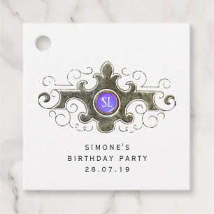 Marble Gemstone Mermaid Scale Monogram Favor Tags