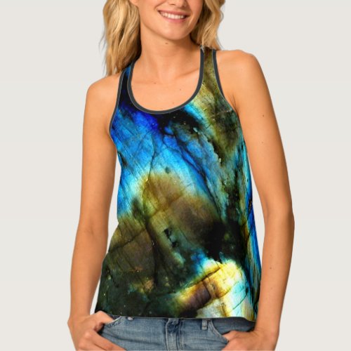 marble gemstone teal turquoise indigo blue agate tank top