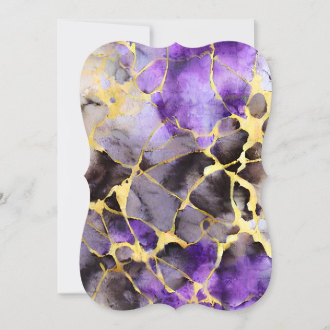 Marble Gentle Background Brown Purple Black Gold S Note Card (Front)