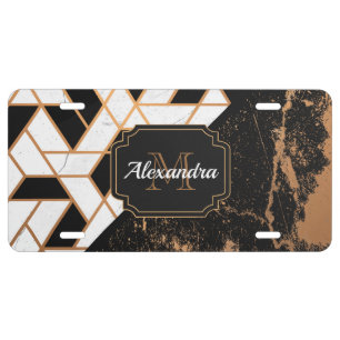 Marble Geometric Abstract Pattern License Plate