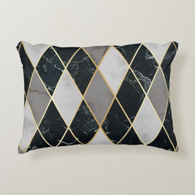 Marble Geometric: Gold Lines Luxury Accent Pillow (Front)