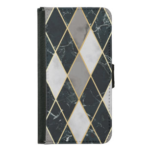 Marble Geometric: Gold Lines Luxury Samsung Galaxy S5 Wallet Case