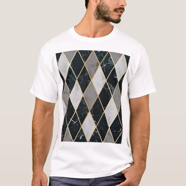 Marble Geometric: Gold Lines Luxury T-Shirt (Front)