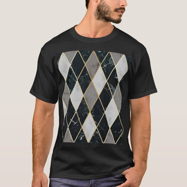 Marble Geometric: Gold Lines Luxury T-Shirt (Front)