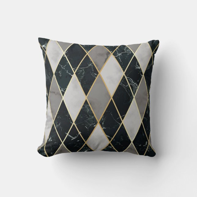 Marble Geometric: Gold Lines Luxury Throw Pillow (Front)