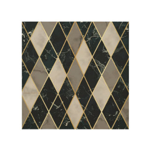 Marble Geometric: Gold Lines Luxury Wood Wall Art