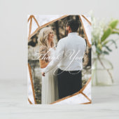 Marble Geometric Photo  Wedding Thank You Invitation (Standing Front)