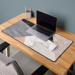 Marble Geometry Print Desk Mat